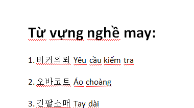 Từ vựng tiếng Hàn về nghề may: